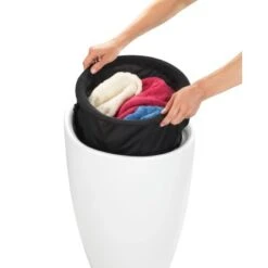 Wenko Hocker Candy White Matt Mit Wäschesack Kunststoff (ABS) 36 X 50.5 X 36 Cm -Wenko 02002 sb freisteller de 03