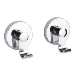 Wenko Vacuum-Loc Haken-Set Irun 2er Set Ohne Bohren (ABS) 6 X 7 X 5 Cm Chrom -Wenko 04075 sb freisteller de 01