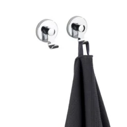Wenko Vacuum-Loc Haken-Set Irun 2er Set Ohne Bohren (ABS) 6 X 7 X 5 Cm Chrom -Wenko 04075 sb freisteller de 04