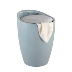 Wenko Badhocker Candy Inkl. Wäschekorb Kunststoff Grau