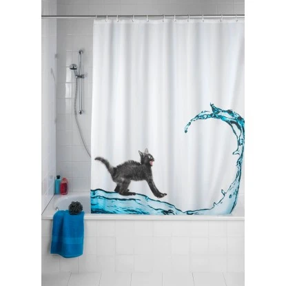 Wenko Anti-Schimmel Duschvorhang Cat 180 Cm X 200 Cm Mehrfarbig 4 Wenko Anti-Schimmel Duschvorhang Cat 180 Cm X 200 Cm Mehrfarbig – Bild 2