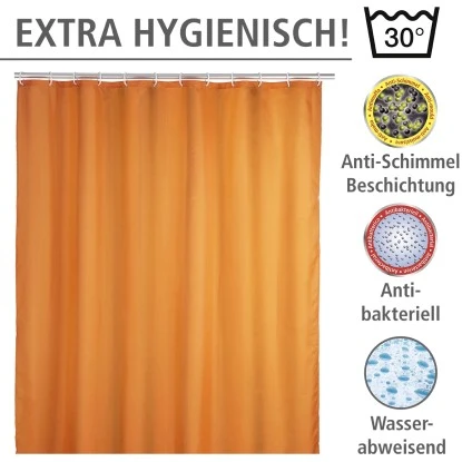 Wenko Anti-Schimmel Duschvorhang Uni 180 Cm X 200 Cm Orange 6 Wenko Anti-Schimmel Duschvorhang Uni 180 Cm X 200 Cm Orange – Bild 4