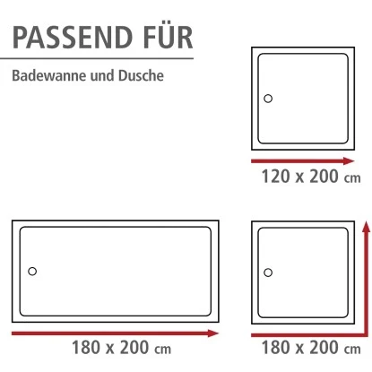 Wenko Anti-Schimmel Duschvorhang Uni Polyester 180 Cm X 200 Cm Schwarz 6 Wenko Anti-Schimmel Duschvorhang Uni Polyester 180 Cm X 200 Cm Schwarz – Bild 4