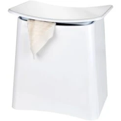 Wenko Badhocker Wing Inkl. Wäschekorb Weiß 11 Wenko Badhocker Wing Inkl. Wäschekorb Weiß -Wenko 4008838237045 1068 04