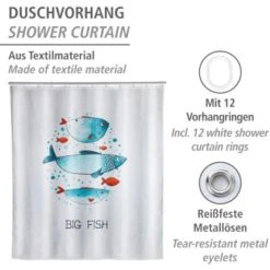 Wenko Duschvorhang Big Fish Polyester 180 Cm X 200 Cm Waschbar -Wenko 4008838283295 1068 02