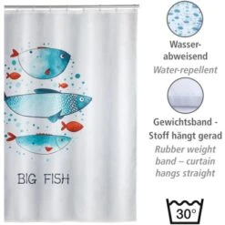 Wenko Duschvorhang Big Fish Polyester 180 Cm X 200 Cm Waschbar -Wenko 4008838283295 1068 03