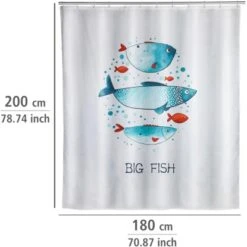 Wenko Duschvorhang Big Fish Polyester 180 Cm X 200 Cm Waschbar -Wenko 4008838283295 1068 05