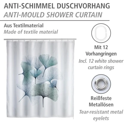 Wenko Anti-Schimmel Duschvorhang Ginkgo Polyester 180 Cm X 200 Cm 4 Wenko Anti-Schimmel Duschvorhang Ginkgo Polyester 180 Cm X 200 Cm – Bild 2