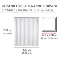 Wenko Anti-Schimmel Duschvorhang Uni Polyester 120 Cm X 200 Cm Weiß 11 Wenko Anti-Schimmel Duschvorhang Uni Polyester 120 Cm X 200 Cm Weiß -Wenko 4008838298046 1068 05