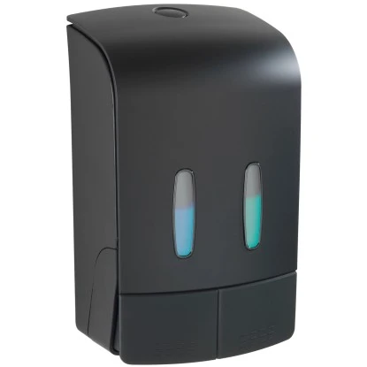 Wenko Desinfektionsmittel- Und Seifenspender Tartas 2-Kammer Schwarz 4 Wenko Desinfektionsmittel- Und Seifenspender Tartas 2-Kammer Schwarz – Bild 2