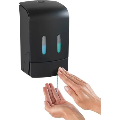 Wenko Desinfektionsmittel- Und Seifenspender Tartas 2-Kammer Schwarz 6 Wenko Desinfektionsmittel- Und Seifenspender Tartas 2-Kammer Schwarz – Bild 4