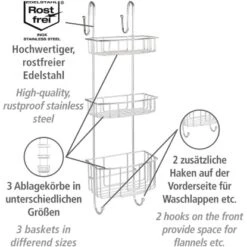 Wenko Duschcaddy Olesi Aus Edelstahl 3 Etagen 22,5 Cm X 70 Cm X 22 Cm -Wenko 4008838313602 1068 AI 02
