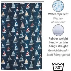 Wenko Duschvorhang Regatta Polyester 180 Cm X 200 Cm Waschbar -Wenko 4008838326688 1068 03