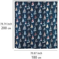 Wenko Duschvorhang Regatta Polyester 180 Cm X 200 Cm Waschbar -Wenko 4008838326688 1068 05