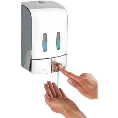 Wenko Desinfektionsmittel- Und Seifenspender Tartas 2-Kammer Chrom 6 Wenko Desinfektionsmittel- Und Seifenspender Tartas 2-Kammer Chrom – Bild 4