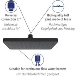 Wenko Kopfbrause ABS Kunststoff 17 X 25 Cm Schwarz -Wenko 4008838355442 1068 AI 01