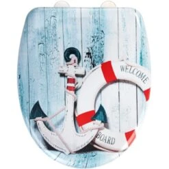 Wenko WC-Sitz Welcome Board Mit Absenkautomatik Blau-Weiß