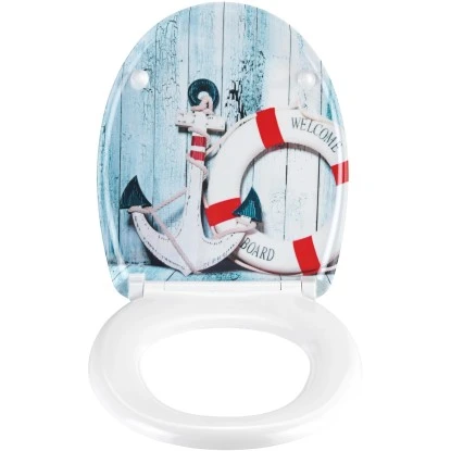 Wenko WC-Sitz Welcome Board Mit Absenkautomatik Blau-Weiß 4 Wenko WC-Sitz Welcome Board Mit Absenkautomatik Blau-Weiß – Bild 2