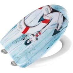 Wenko WC-Sitz Welcome Board Mit Absenkautomatik Blau-Weiß 7 Wenko WC-Sitz Welcome Board Mit Absenkautomatik Blau-Weiß -Wenko 4008838363621 1068 S 03