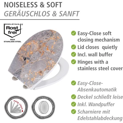 Wenko Premium WC-Sitz Grey Marble Aus Duroplast Mit Absenkautomatik 7 Wenko Premium WC-Sitz Grey Marble Aus Duroplast Mit Absenkautomatik – Bild 5