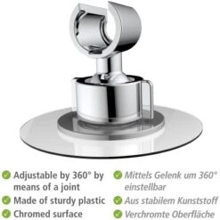 Wenko Duschkopfhalter 360° Befestigen Ohne Bohren Ø 8 X 7,5 Cm Chrom -Wenko 4008838388181 1068 AI 01