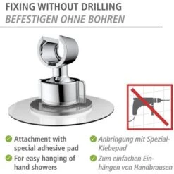 Wenko Duschkopfhalter 360° Befestigen Ohne Bohren Ø 8 X 7,5 Cm Chrom -Wenko 4008838388181 1068 AI 02