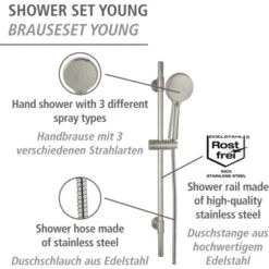 Wenko Brauseset Young 66 Cm Edelstahl -Wenko 4008838404195 1068 AI 12