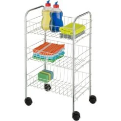 Wenko Rollwagen Florenz Silber Mit 3 Ablagen 63 Cm X 38 Cm X 25 Cm -Wenko 454021 1068 3