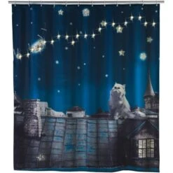 Wenko Duschvorhang Moon Cat LED 200 Cm X 180 Cm Polyester