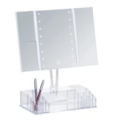 Wenko LED-Standspiegel Mit Organizer Fanano Kunststoff 34.5 X 39 X 16.5 Cm Weiß -Wenko 59429 sb freisteller de 09