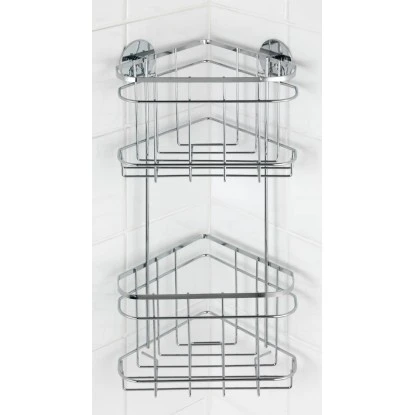 Wenko Turbo-Loc Eckregal 2 Etagen Edelstahl Glänzend 5 Wenko Turbo-Loc Eckregal 2 Etagen Edelstahl Glänzend – Bild 3