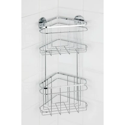 Wenko Turbo-Loc Eckregal 2 Etagen Edelstahl Glänzend 6 Wenko Turbo-Loc Eckregal 2 Etagen Edelstahl Glänzend – Bild 4