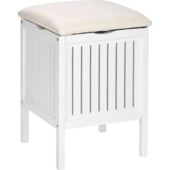 Wenko Hocker Oslo Echtholz Weiß 55 Cm X 39 Cm X 39 Cm