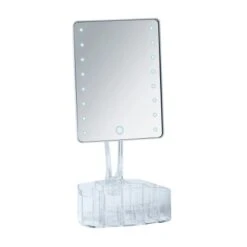 Wenko LED-Standspiegel Mit Organizer Trenno Kunststoff 17 X 36 X 12.5 Cm Weiß -Wenko 75818 sb freisteller de 03