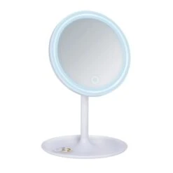 Wenko LED Kosmetik-Standspiegel Turro 16.5 X 16.5 Cm ø 18 Cm Kunststoff Weiß -Wenko 80379 sb freisteller de 03