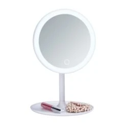 Wenko LED Kosmetik-Standspiegel Turro 16.5 X 16.5 Cm ø 18 Cm Kunststoff Weiß -Wenko 80379 sb freisteller de 04