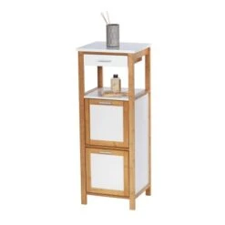 Wenko Regal Finja Aus Bambus Mit 2 Ablagen 34 X 89 X 30 Cm Braun