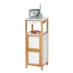 Wenko Regal Finja Aus Bambus Mit 2 Ablagen 34 X 89 X 30 Cm Braun -Wenko 82335 sb freisteller de 09