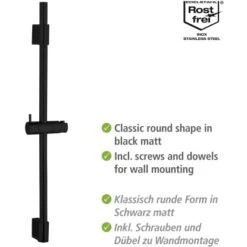 Wenko Duschstange Classic Schwarz 70 Cm -Wenko 903263 1068 03