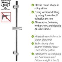 Wenko Power-Loc Duschstange Chrom Befestigen Ohne Bohren -Wenko 903304 1068 04