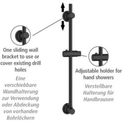 Wenko Duschstange Schwarz Befestigen Ohne Bohren -Wenko 903403 1068 02