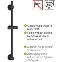 Wenko Duschstange Schwarz Befestigen Ohne Bohren -Wenko 903403 1068 03