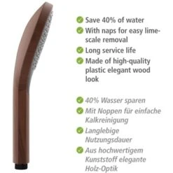 Wenko Duschkopf Watersaving Wood Ø 12 Cm 15 Wenko Duschkopf Watersaving Wood Ø 12 Cm -Wenko 903410 1068 06