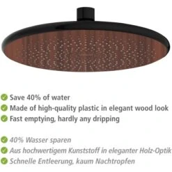 Wenko Regenduschkopf Watersaving Wood Ø 22,5 Cm -Wenko 903683 1068 05